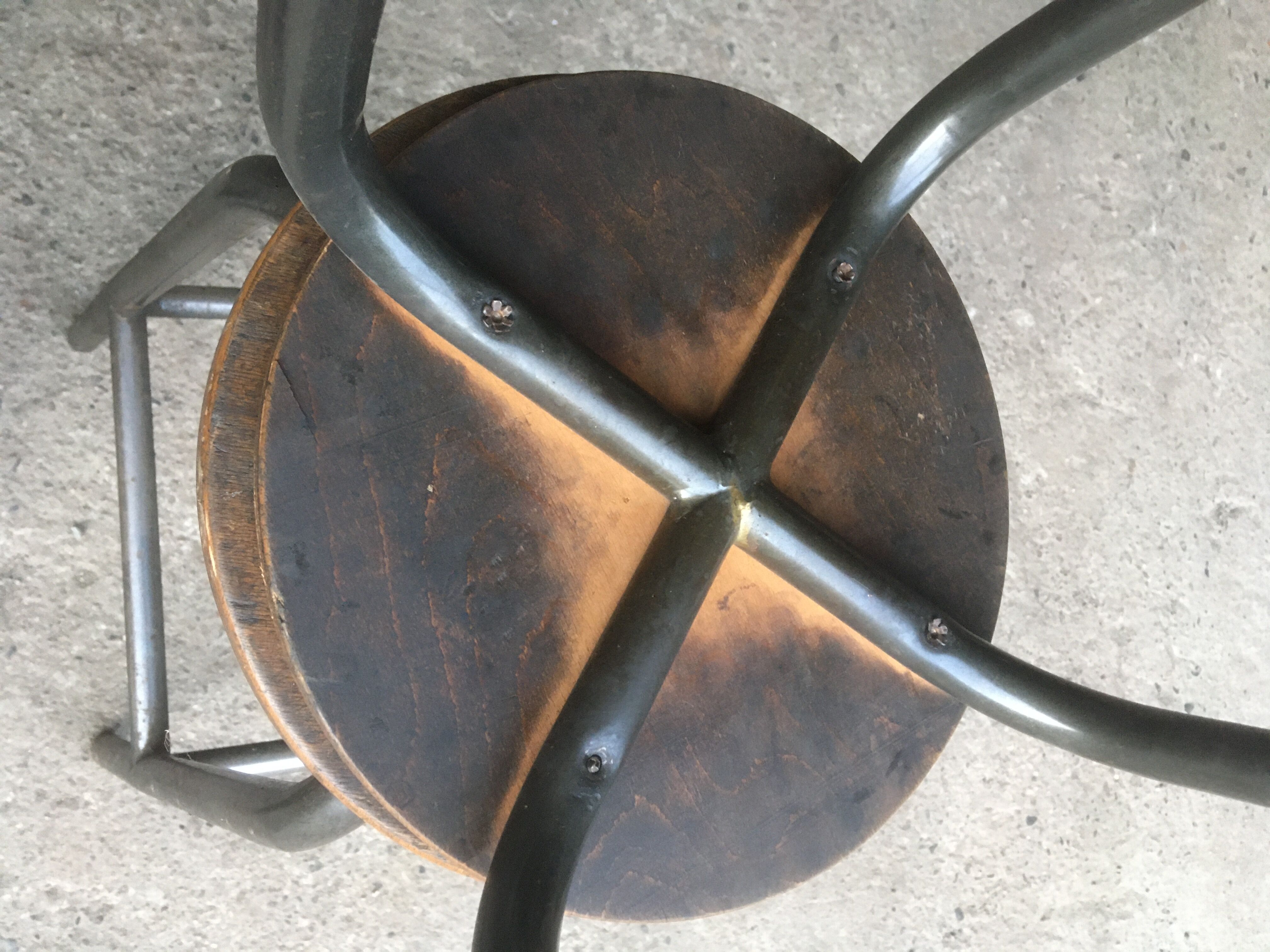 Metal and wood workshop top stool