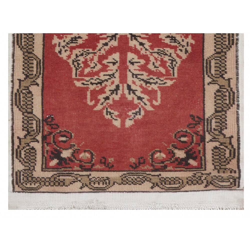 Hand-knotted Small Rug. Vintage Doormat. Turkish Seat Cover. Entryway Rug. Kitchen Mat. Bath Mat