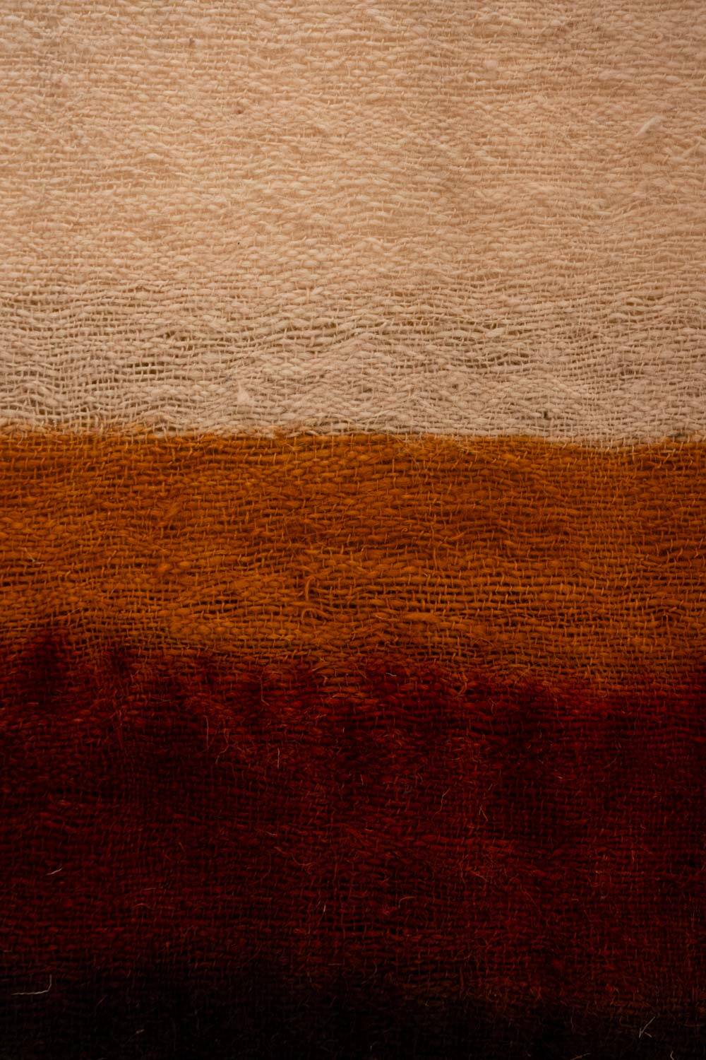 Triptych with geometric decoration in woven wool. Handcrafted work, 20th century.