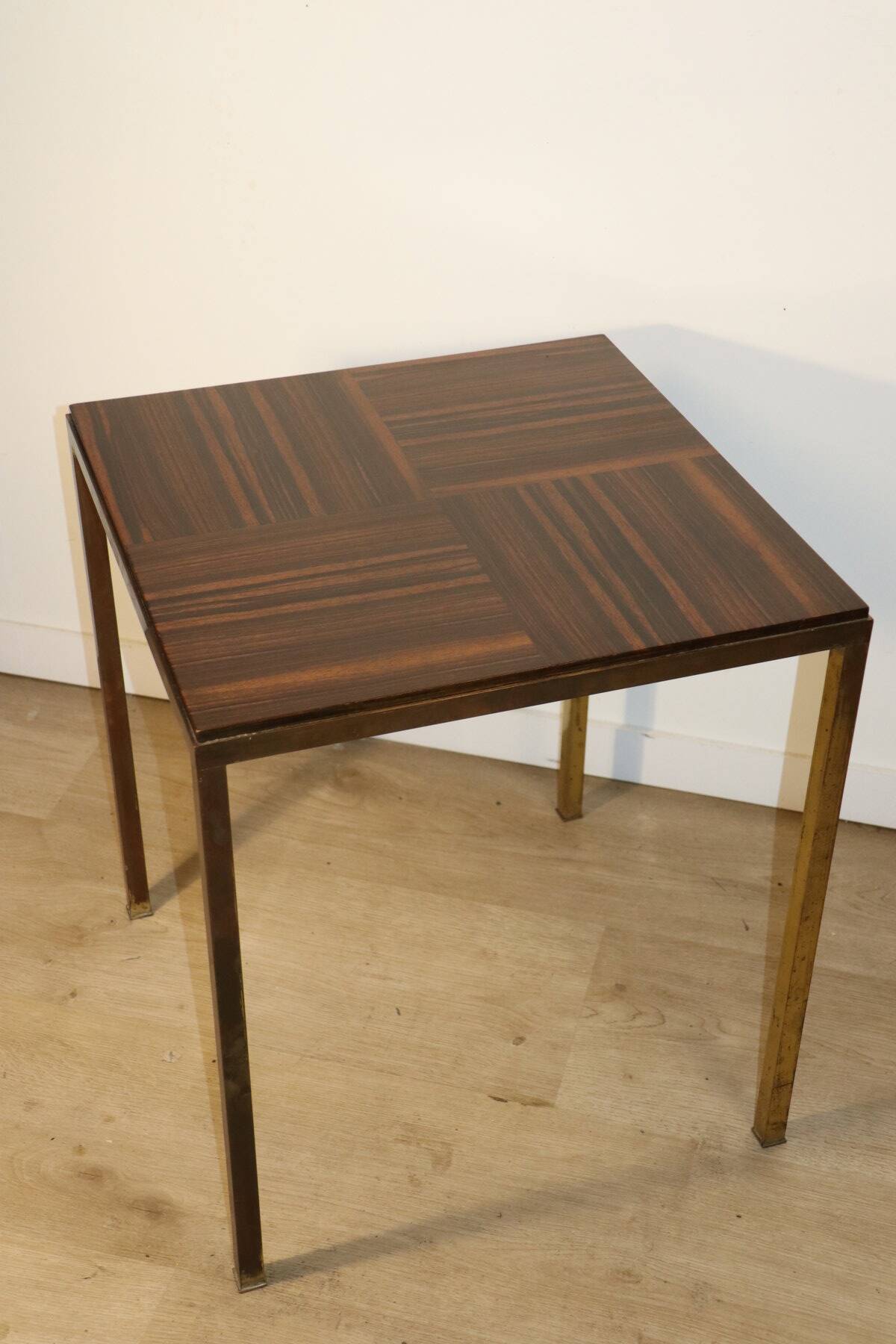Vintage side table in rosewood & bronze – 1960s