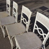 Set de 4 chaises blanches en rotin
