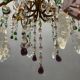 Chandelier en verre de Murano perlé doré en tole florentine italienne des années 1950 à 6 lumières