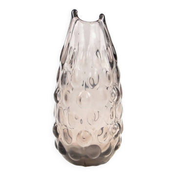 Fasolka vase, grey glass, designed by J. S. Drost, Ząbkowice, Poland, 1970s