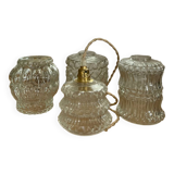 Set of 4 modern pendant lights with antique globes