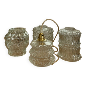 Lot de 4 suspensions modernes avec globes anciens