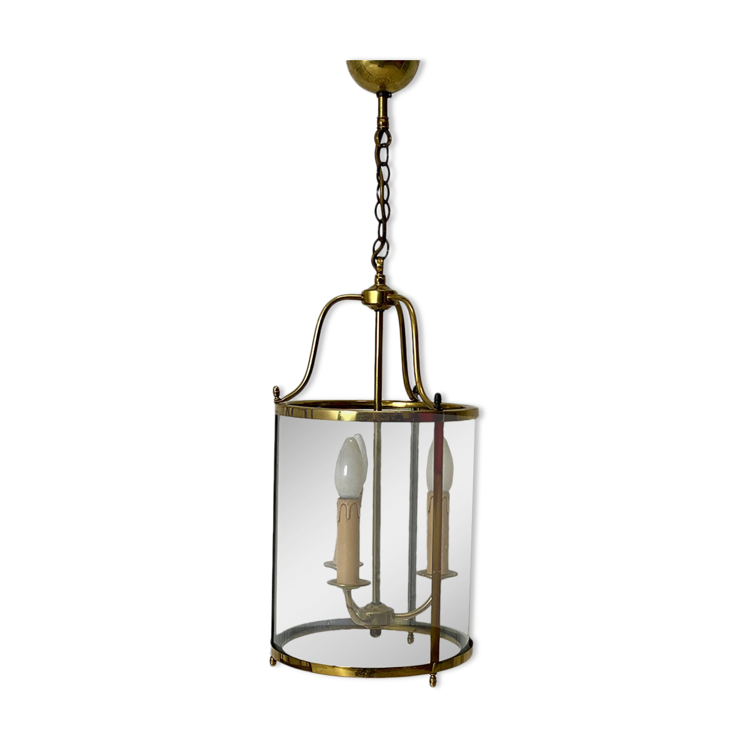 Lanterne vintage 70's verre et métal