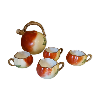 Vintage French Liquor Set by Lucien Michelaud for Limoges, apple shaped