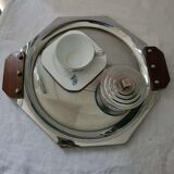 Art deco servant wood and silver metal