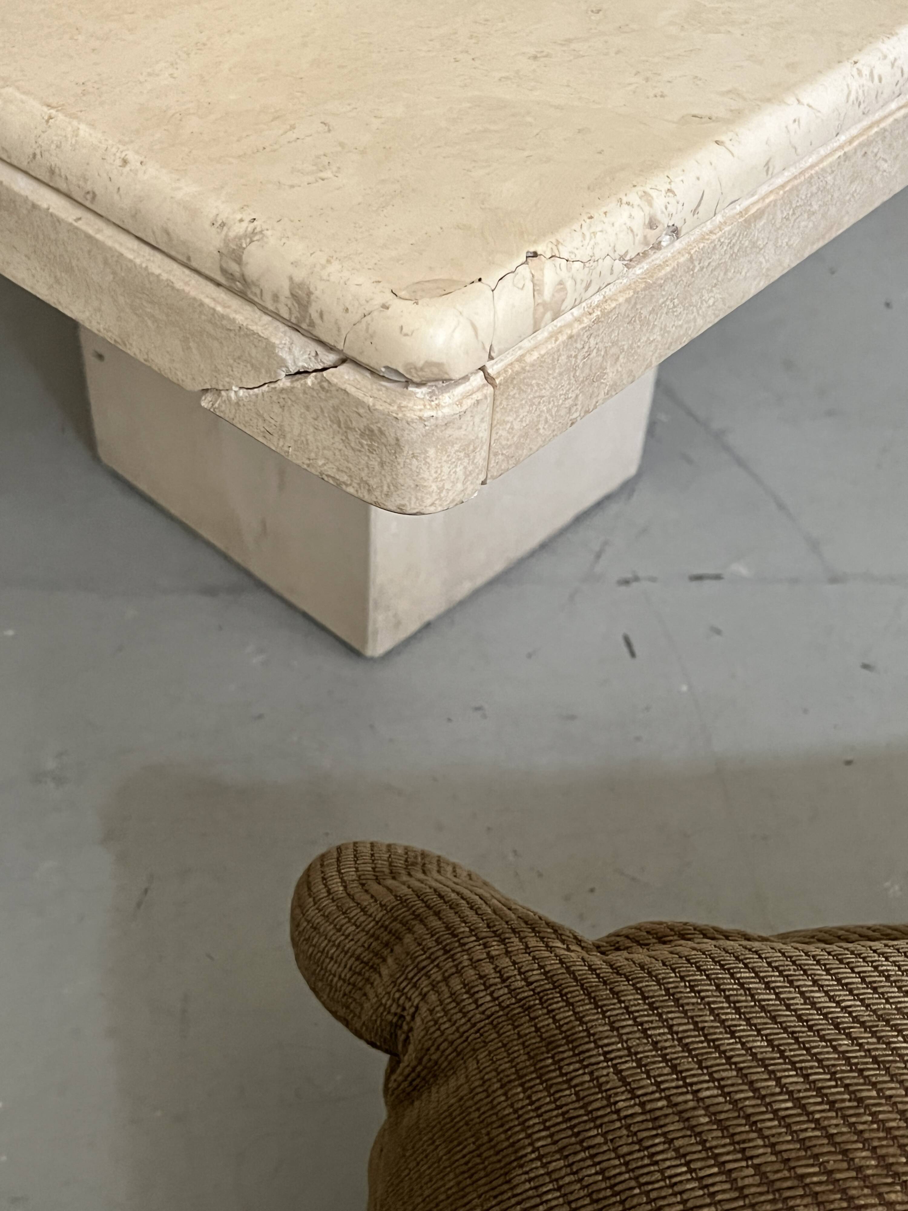 Square travertine coffee table, Italy 1970