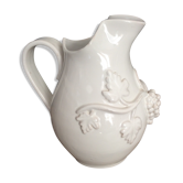 White enamelled ceramic pitcher signed emile tessier malicorne grape bunch