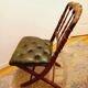 English folding chair - Vintage in wood and leather