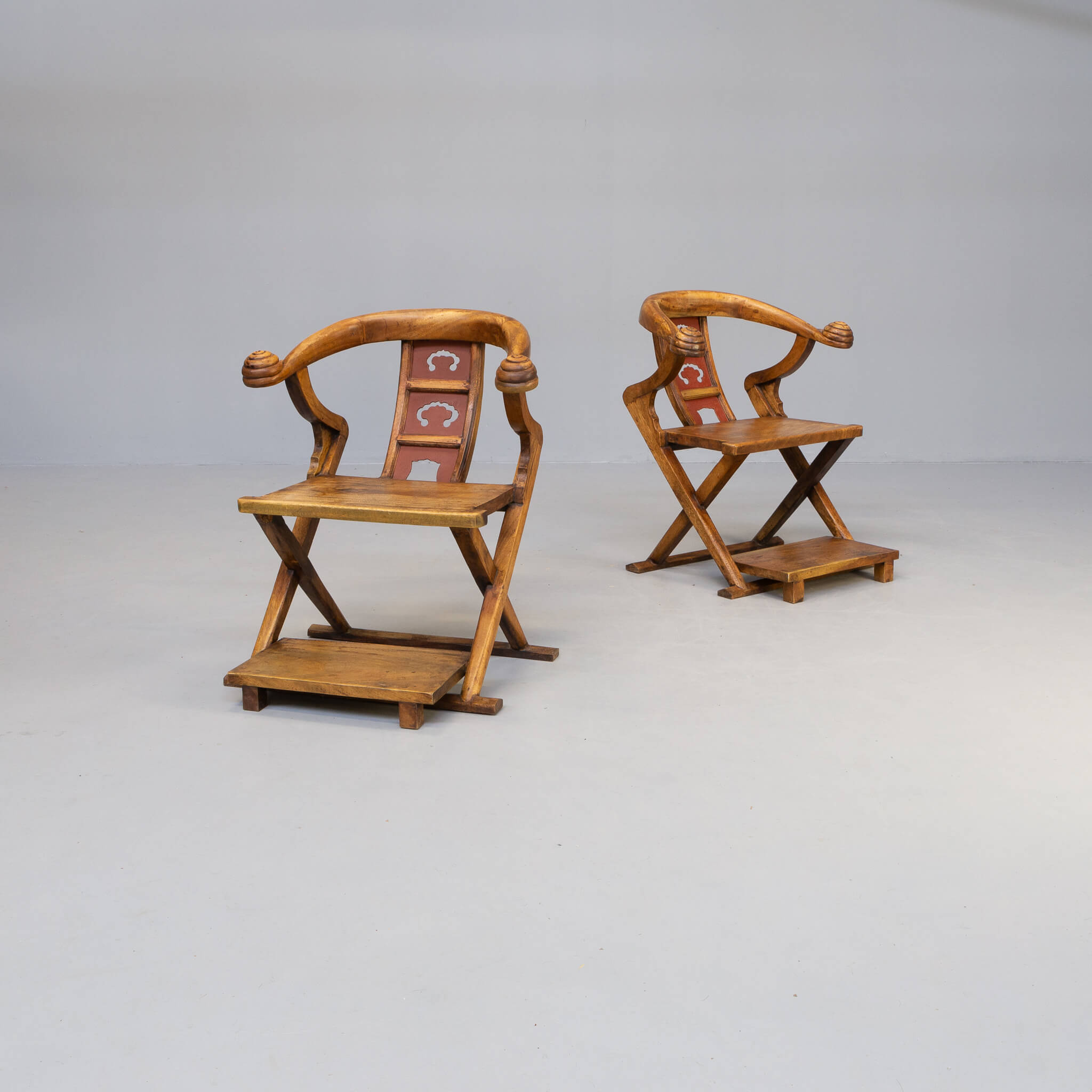 70s handmade wood carved throne chair