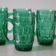 Ensemble de 6 mugs en verre, vert, vintage français, 1980