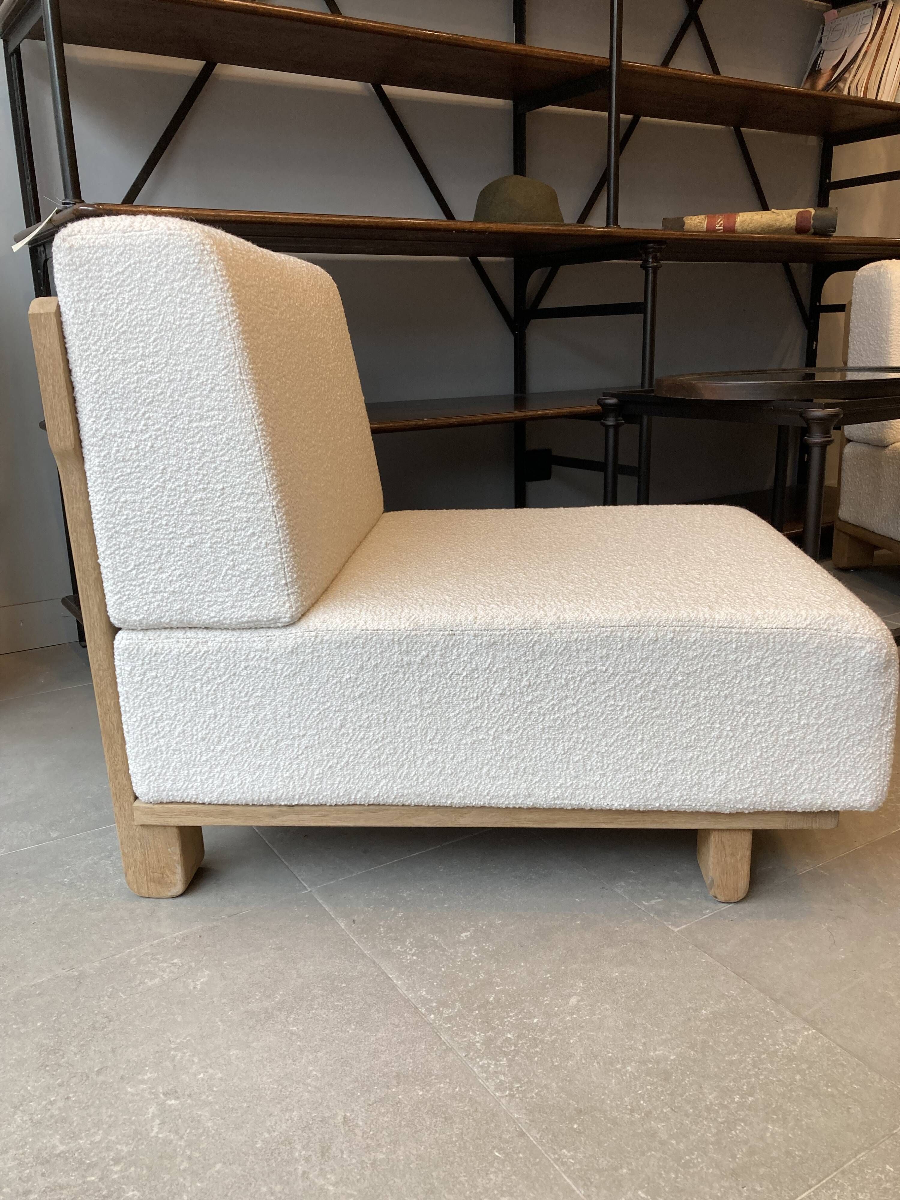 Pair of "Guillerme et Chambron" 1960' fireside chairs with remodeled seats and backrests