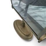 Porte-revues ancien en métal et verre