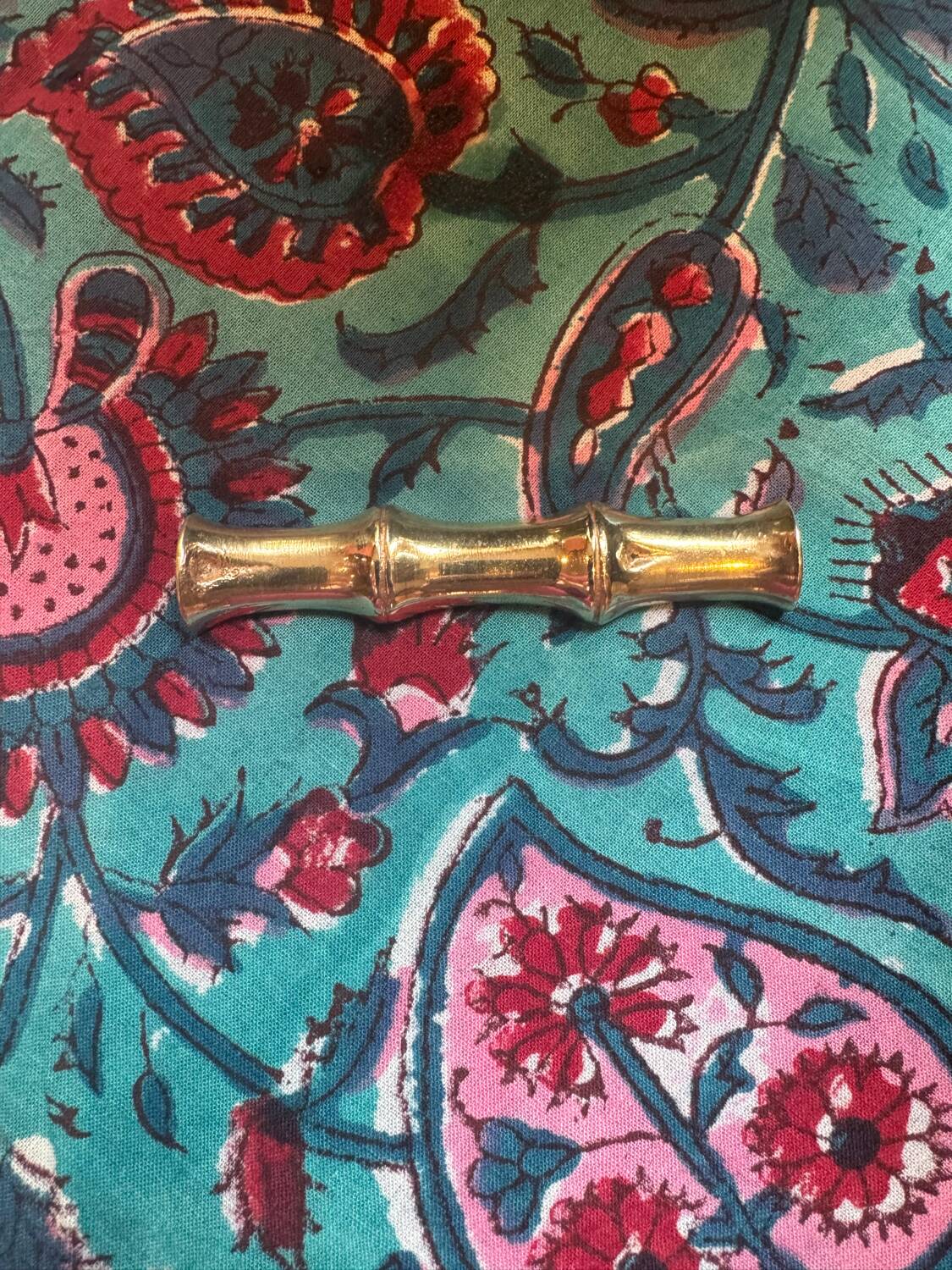 Set of 6 brass knife holders in the shape of a bamboo from the 60s