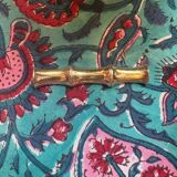 Set of 6 brass knife holders in the shape of a bamboo from the 60s