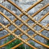 Rattan and leather headboard 140cm vintage 1970