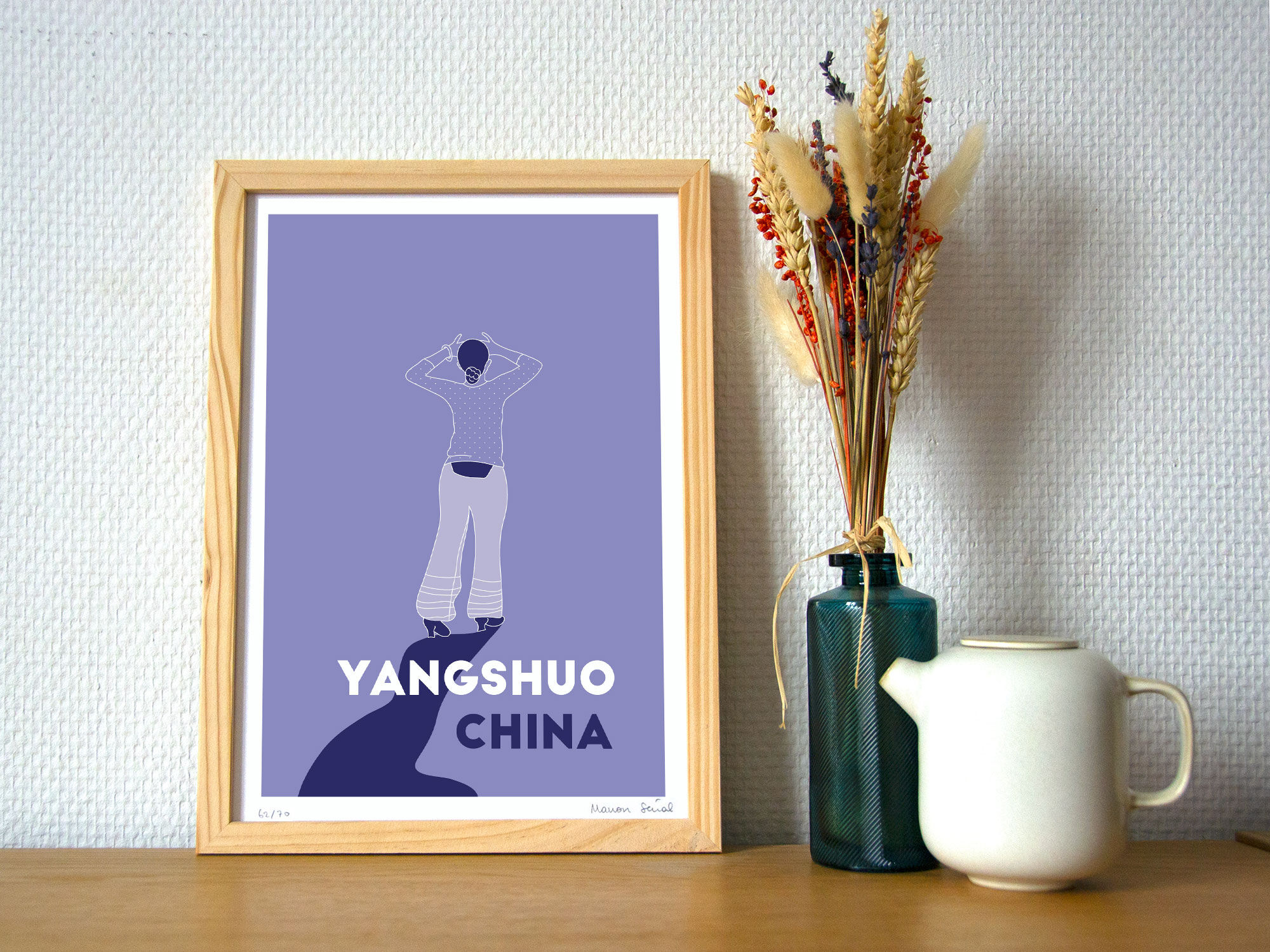 Menade - Yangshuo, China - Illustration. A4 21 x 29.7. China, travel, dancer, dance