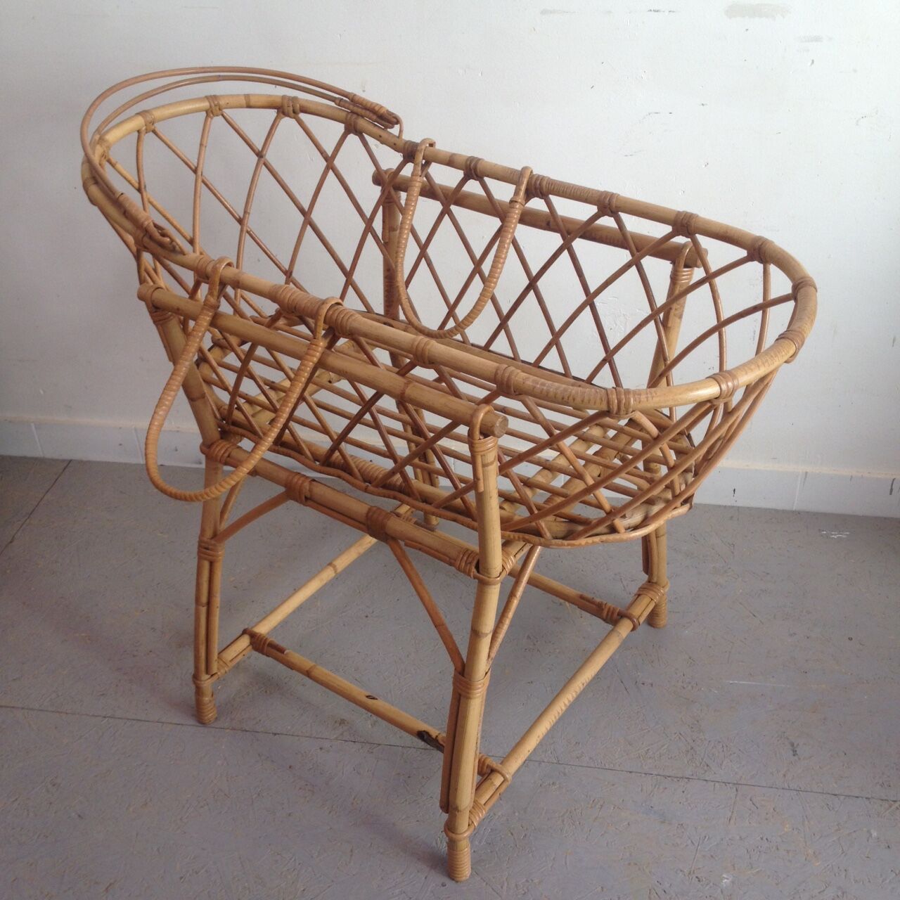Vintage rattan cradle