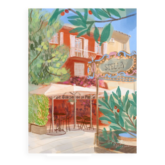 Illustration "Upper town of Porto-Vecchio" A4