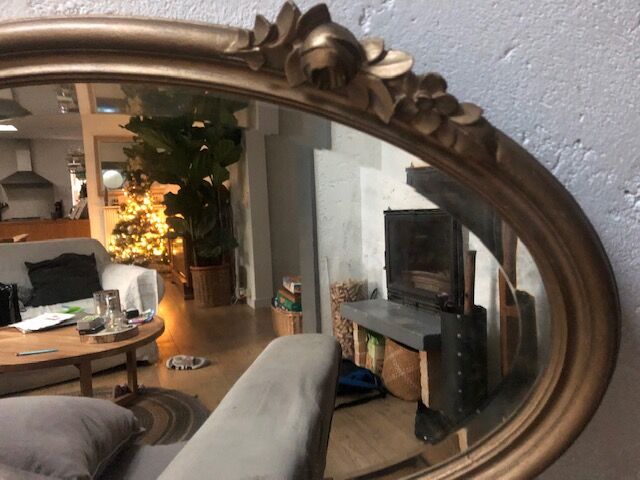 Old golden oval mirror 79x48cm