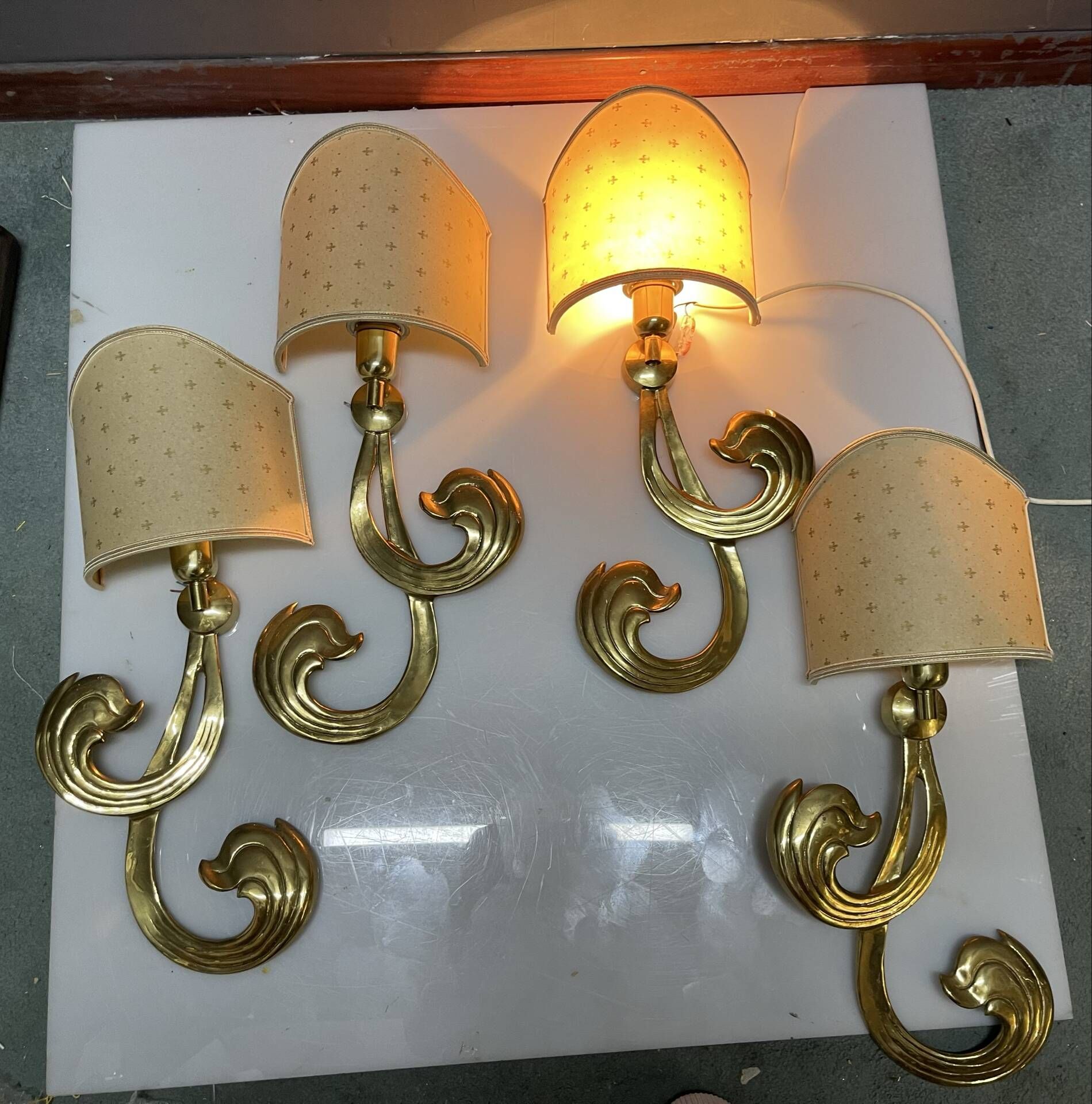 Large Brass Sconces Set of 4 by Hans Möller, Germany, 1960s