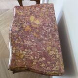 Pair of 2 Louis XV bedside tables - marquetry - 2 drawers - pink marble