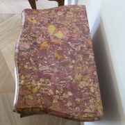 Paire de 2 chevets-louis xv-marqueterie-2 tiroirs-marbre rose