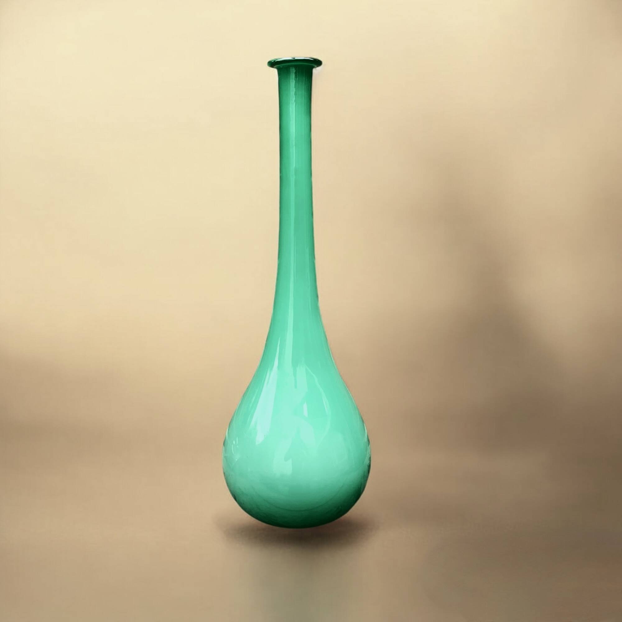 Vintage green blown glass soliflore vase - 51 cm