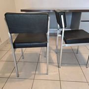 Pair of vintage VINCO chairs in chrome metal and black faux leather.