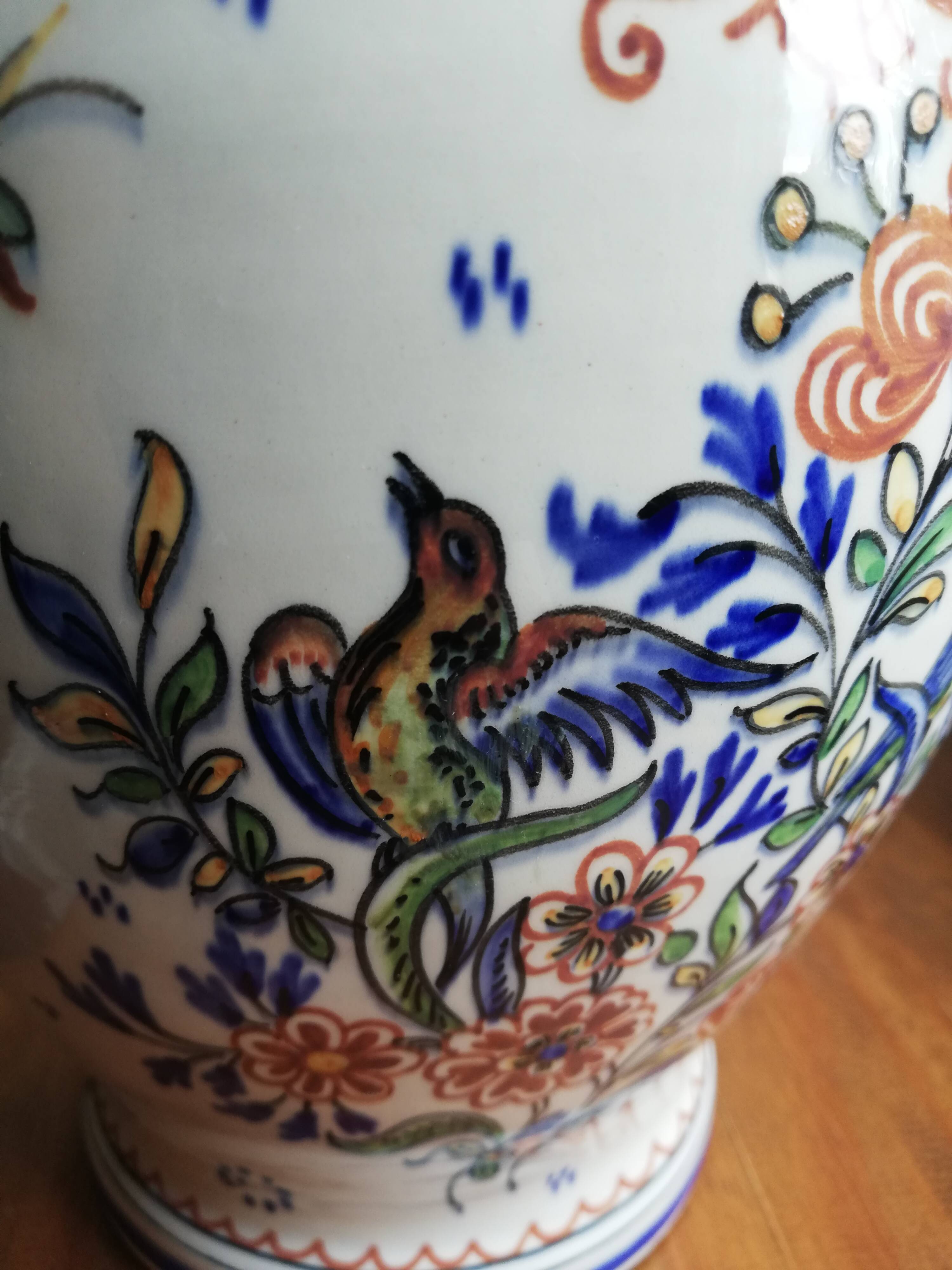 Large old ceramic vase signed