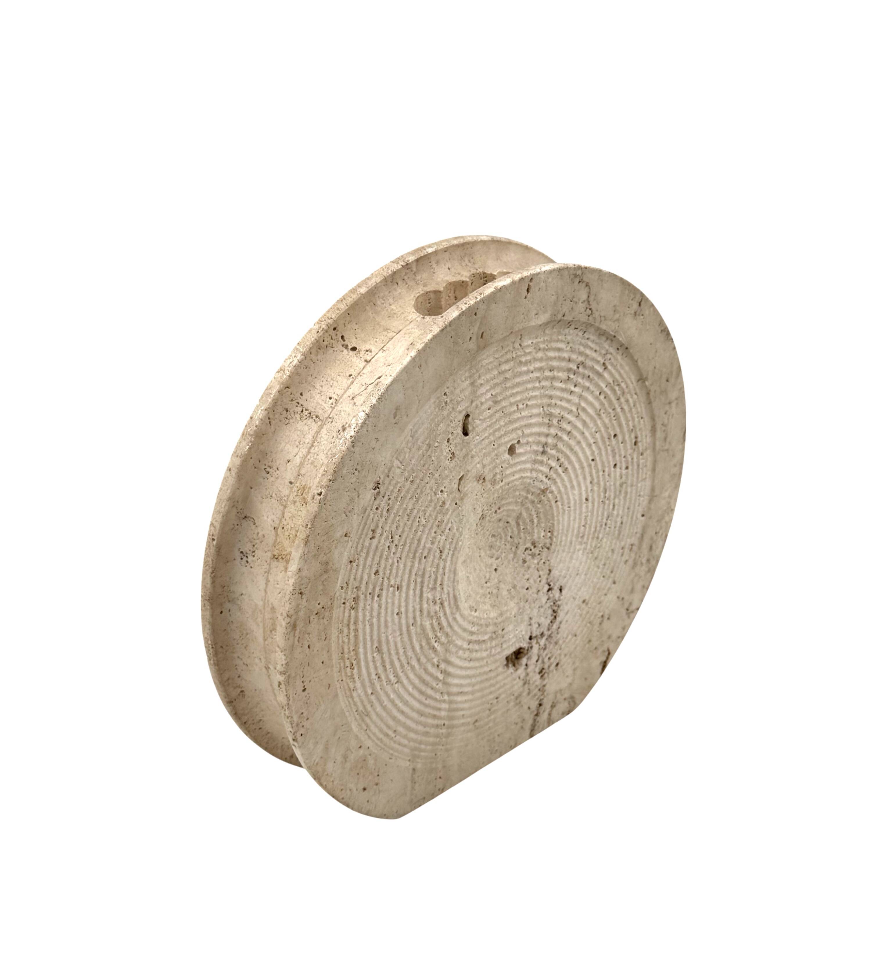 Mid-century modern travertine solifleur vase, Cerri Nestore, Italy, 1970s