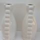 Duo de vases en céramique blanche craquelée Néo Art Déco France