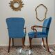 Pair of blue velvet armchairs
