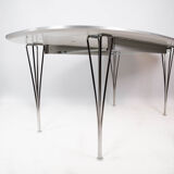 Super Ellipse dining table with white laminate by Piet Hein and Arne Jacobsen