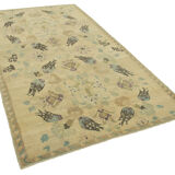 1960s Handmade Rustic Oriental Beige Carpet 156 cm x 277 cm