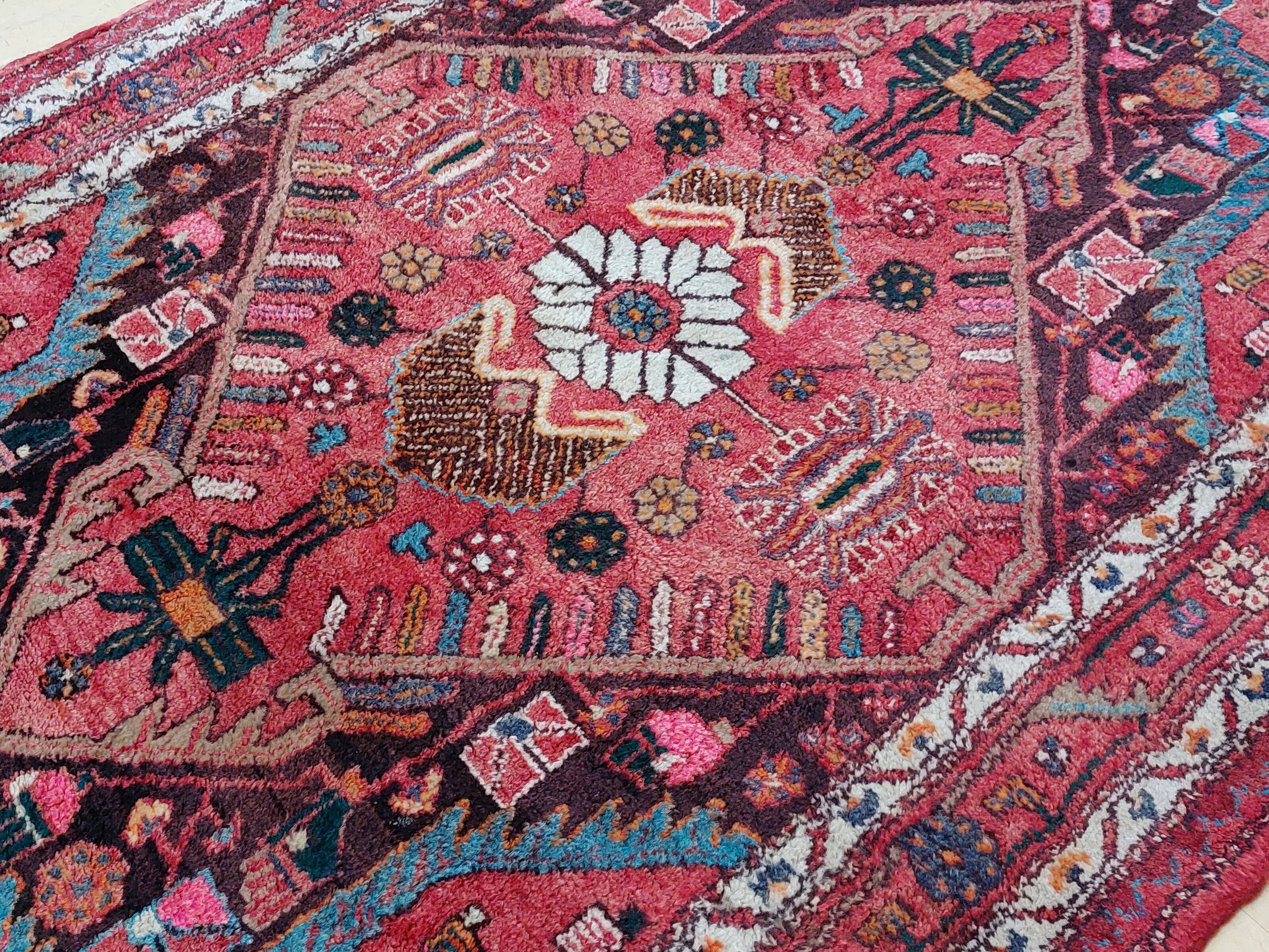 Antique Persian thick wool rug hand knotted 140 x 224 cm