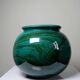 Large ceramic ball vase, art deco style, shade of green, vintage