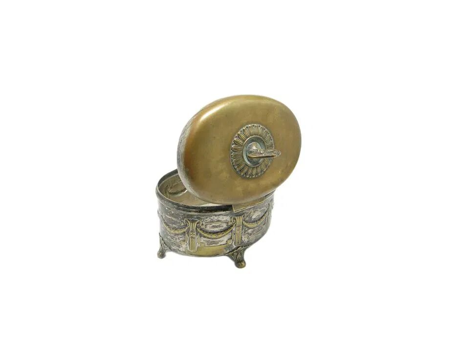 ABC Neoclassical Sugar Bowl, Silver-Plated Brass, Austria, 19th Century