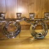 2 Vannes le Chatel crystal candlesticks