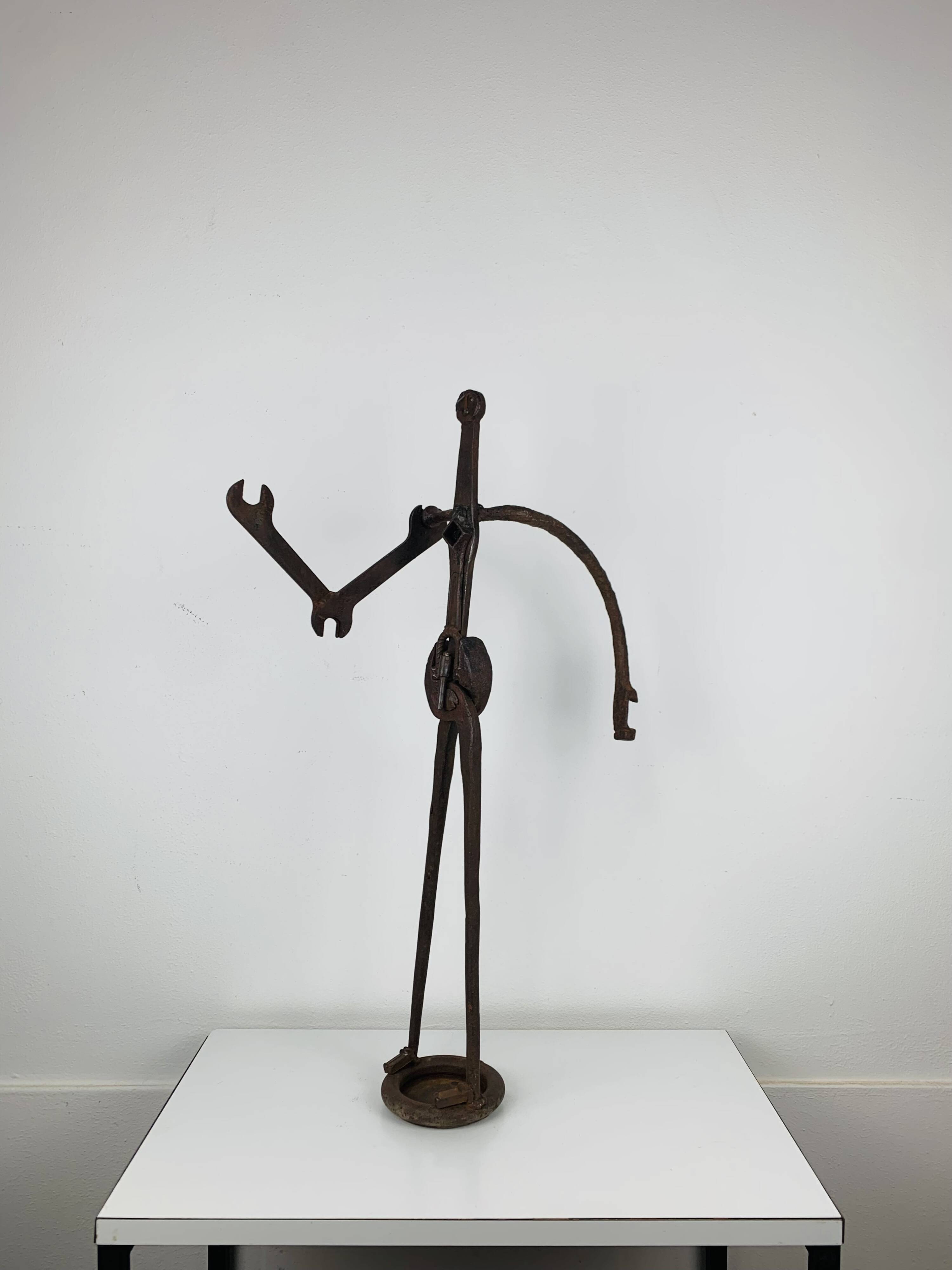 Brutalist sculpture in wrought iron, folk art