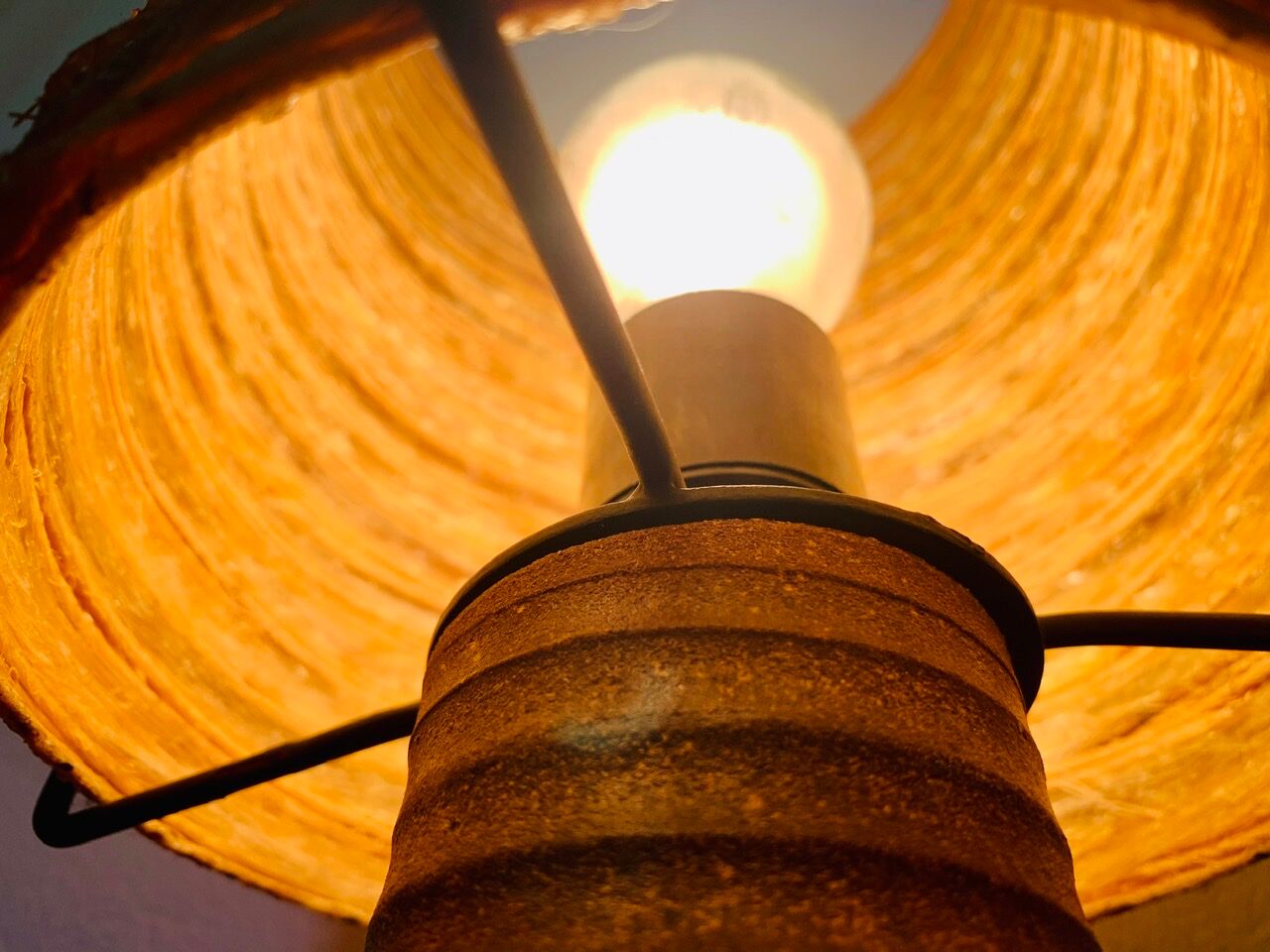 Vintage stoneware table lamp by Accolay, 70s