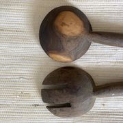 Wooden and horn salad servers