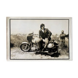Original photo LE GITAN José Giovanni Alain Delon Motorcycle BMW 20x30cm 1975