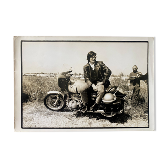 Original photo LE GITAN José Giovanni Alain Delon Motorcycle BMW 20x30cm 1975