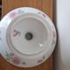 Coupe à fruits porcelaine de Haviland motif dalhia rose sur fond blanc