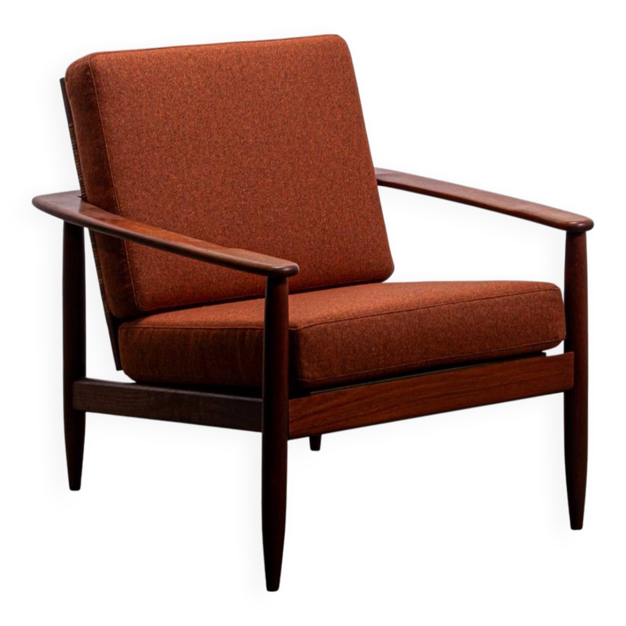 Mid-century easy chair in teak and cane circa 1970