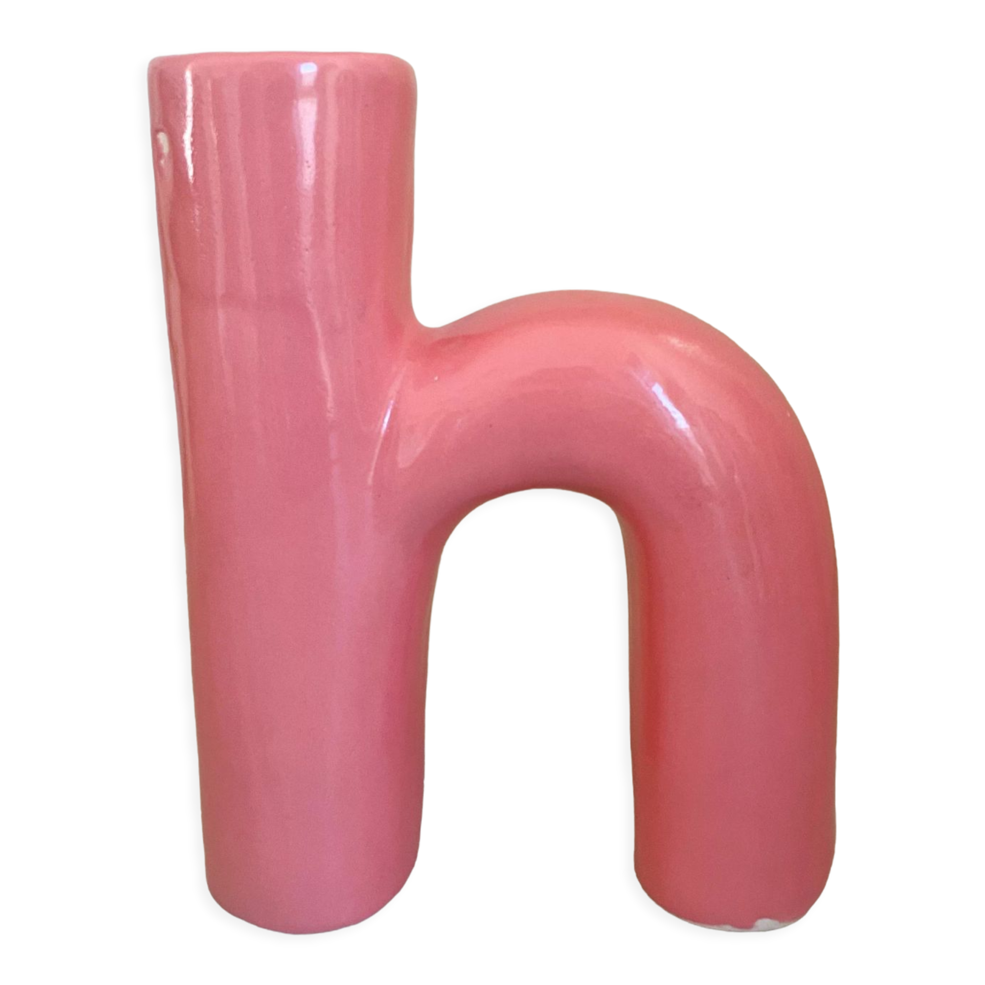Abstract vase in arched pink ceramic