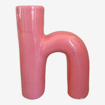 Abstract vase in arched pink ceramic